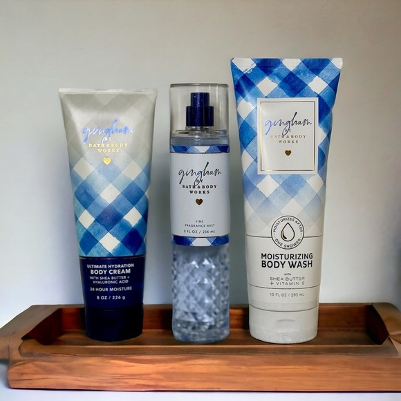 Bath & Body Works Gingham Body Care Set Floral Musk Clean Scent Nwt - Picture 1 of 5